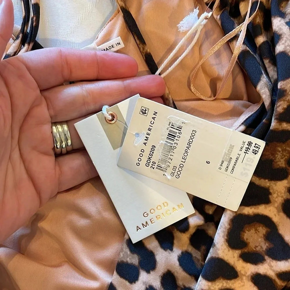 Good American Ruched Satin Slip Dress Leopard Print plus size 3XL (6) NWT - Picture 4 of 5